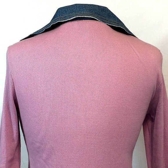 Vintage 1980’s Bubblegum Pullover Top L Womens Denim Collar and Lace-Up Inset Bo - Picture 6 of 8